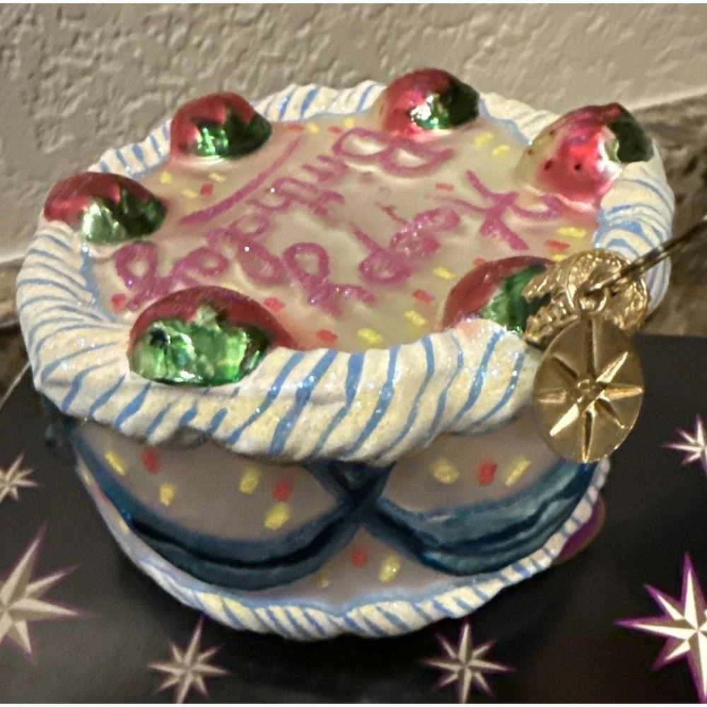 Christopher‎ Radko 2000 Berry Happy Birthday Cake Christmas Holiday Ornament